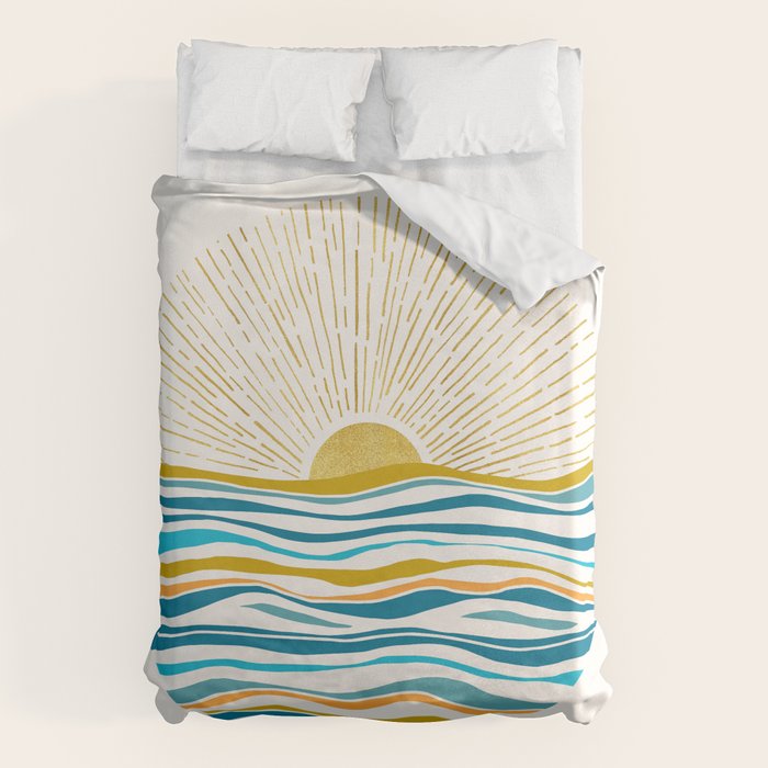 Sunrise At Sea Abstract Landscape Duvet Cover