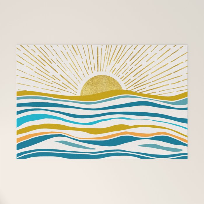 Sunrise At Sea Abstract Landscape Welcome Mat