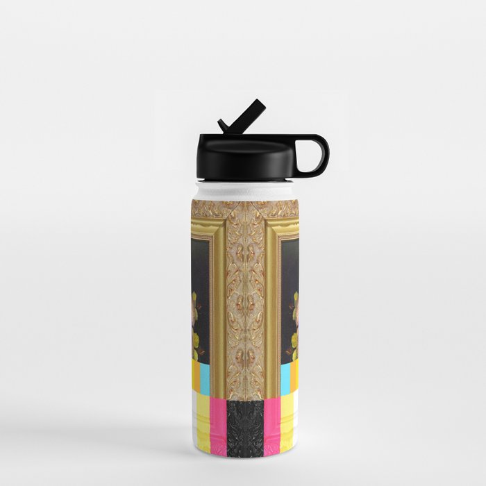 A Painting Of Flowers With Color Bars Water Bottle