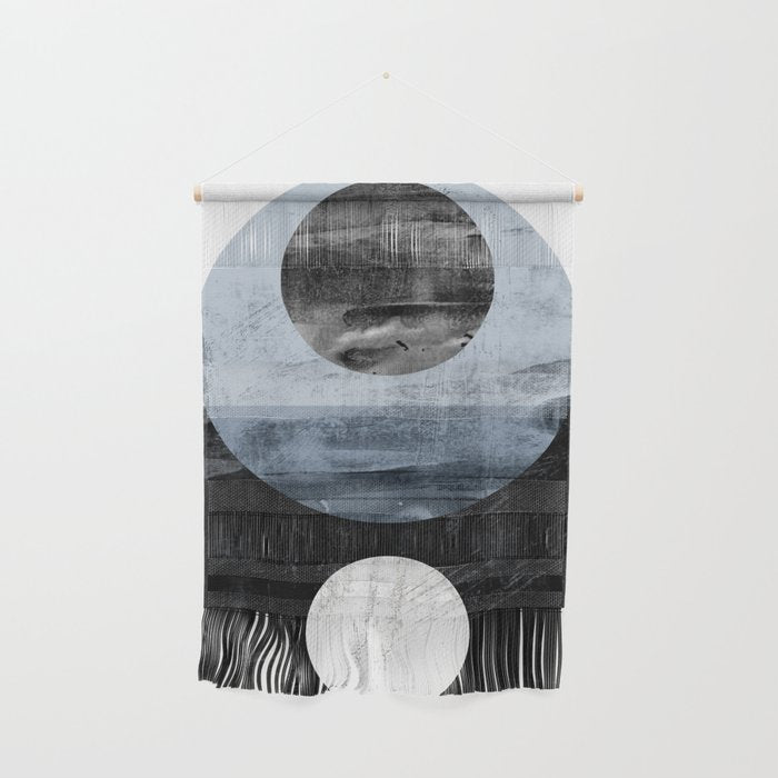 Circles Black And White Geometric Mid-Century Modern Abstract Wall Hanging