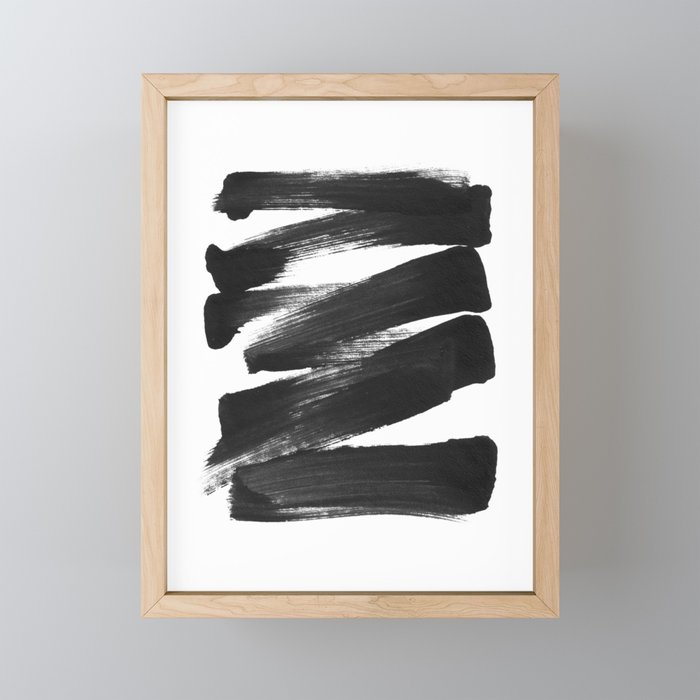 Black Brushstrokes Abstract Ink Painting Mini Art Print