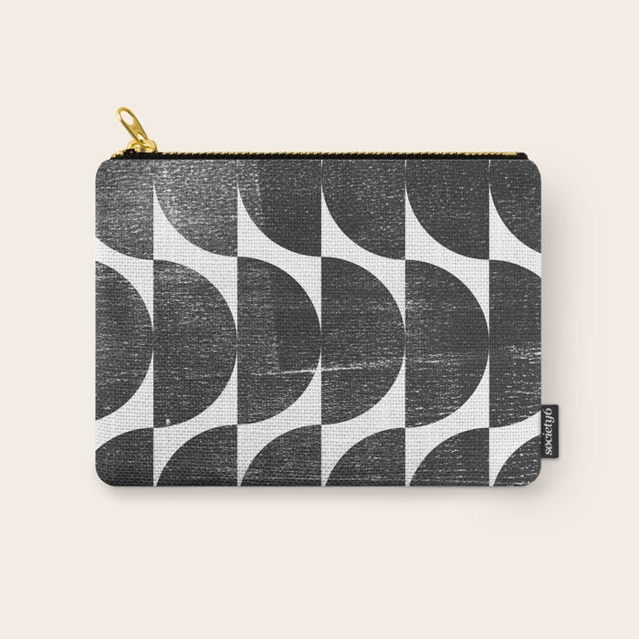 Mid Century Modern Op Art Black And White Pattern Carry All Pouch