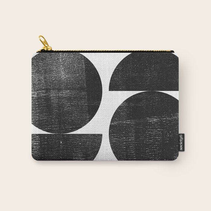 Black And White Mid Century Modern Circles Abstract Carry All Pouch