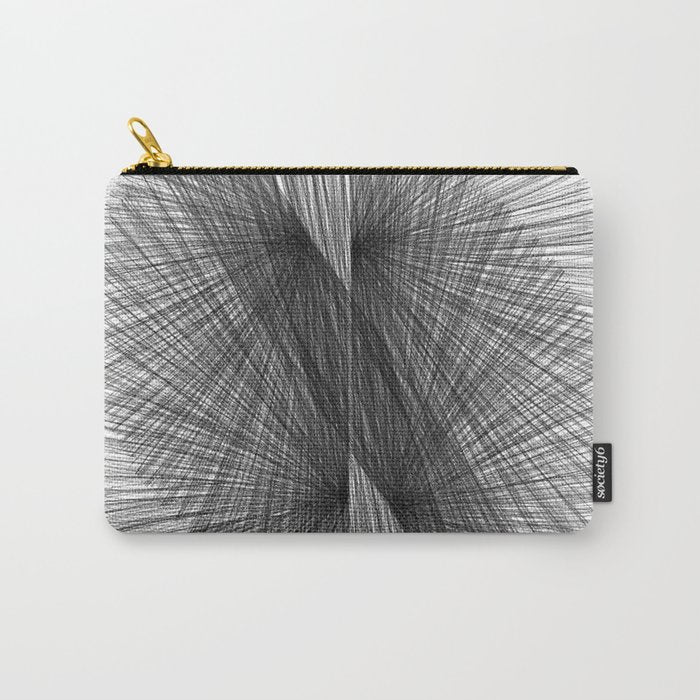 Black & White Mid Century Modern Radiating Lines Geometric Abstract Carry All Pouch
