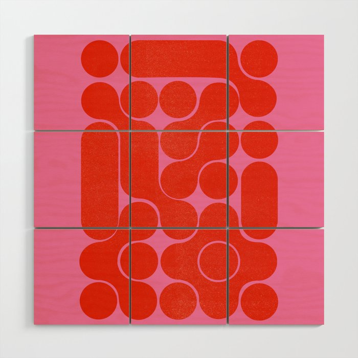 Abstract Mid-Century Shapes No 6 Wood Wall Art