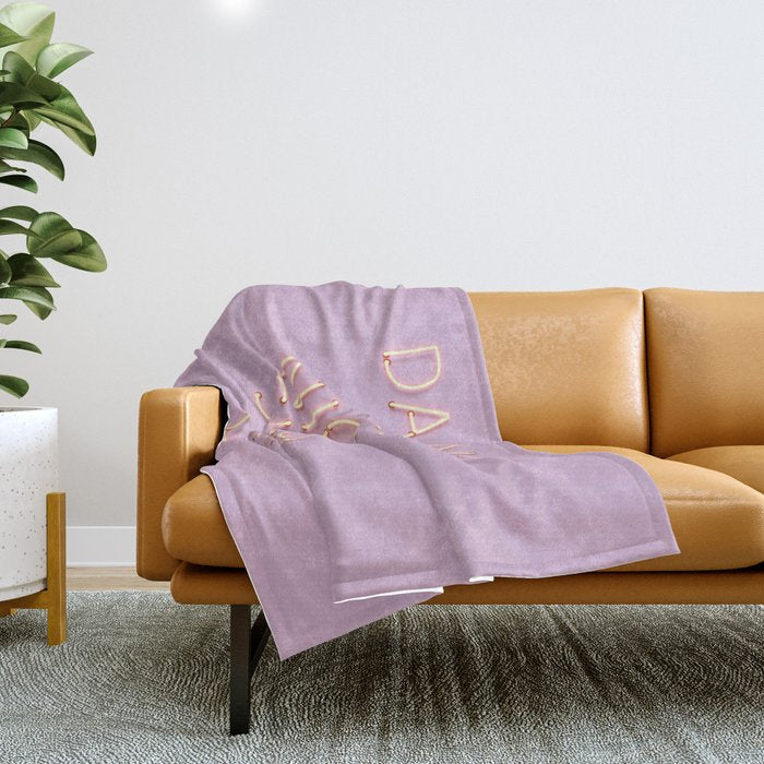Dance All Night - Pink Neon Typography Throw Blanket