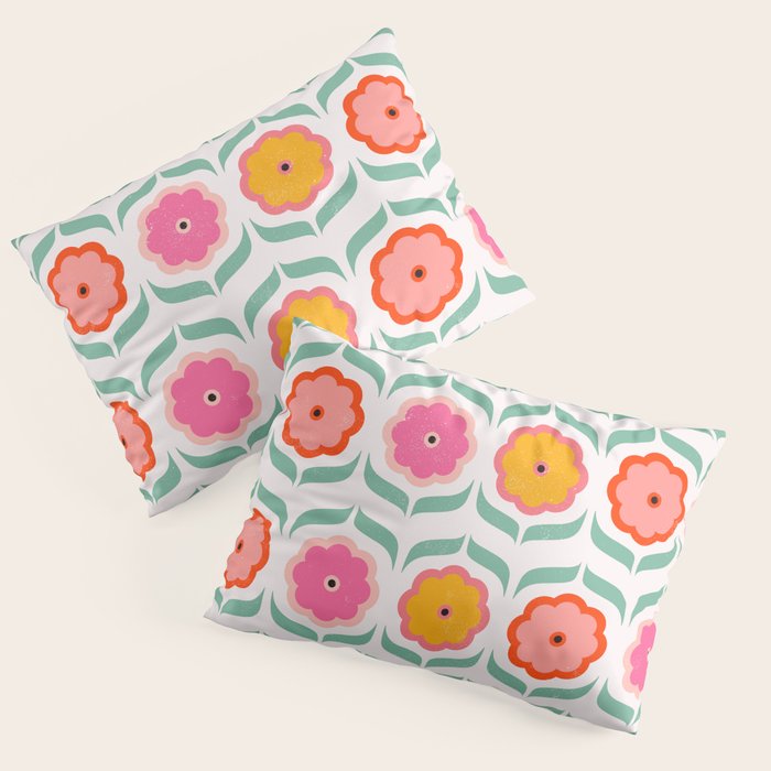 Bright Retro Geometric Pattern Pillow Sham
