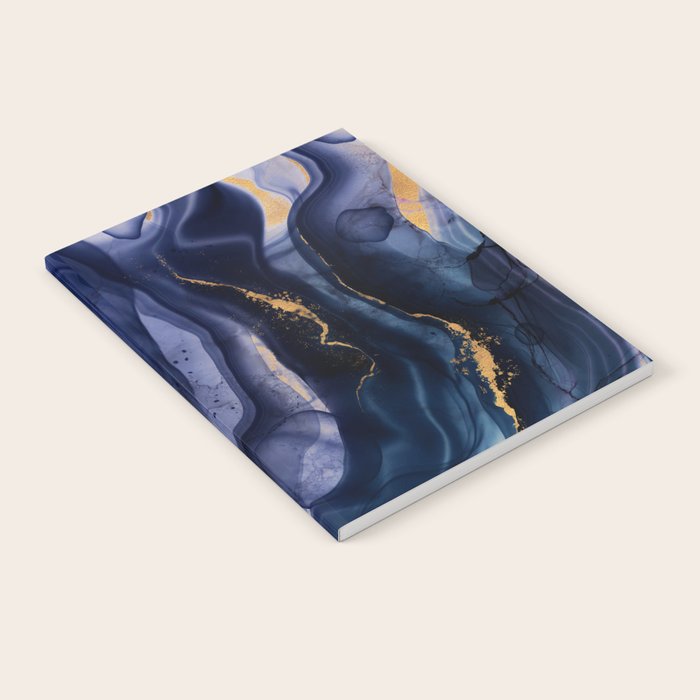 Midnight Dark Blue Marble Alcohol Ink Marble Art Flashes Notebook
