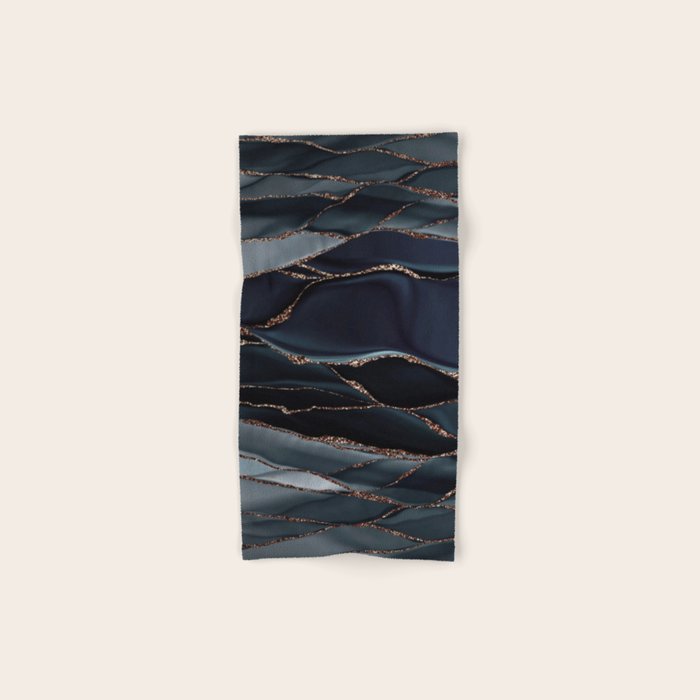 Midnight Marble Deep Ocean Waves Bath Towel
