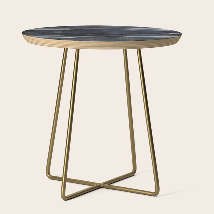 Midnight Marble Deep Ocean Waves Side Table