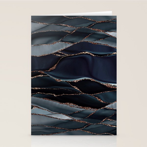 Midnight Marble Deep Ocean Waves Stationery Card