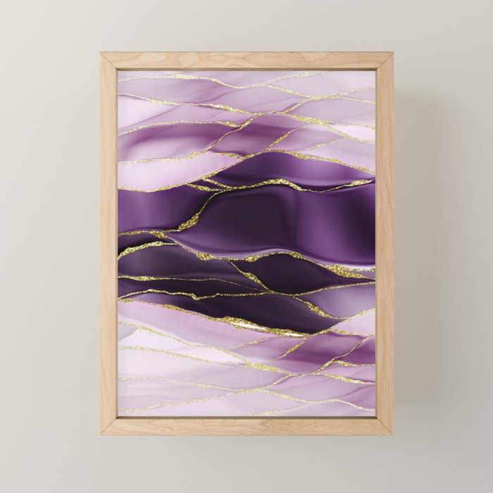Day And Night Purple Marble Landscape Mini Art Print