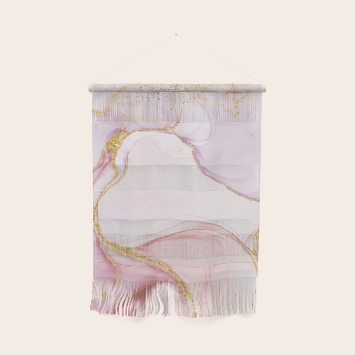 Blush Pink And Gold Alcohol Ink Marble Wall Hanging