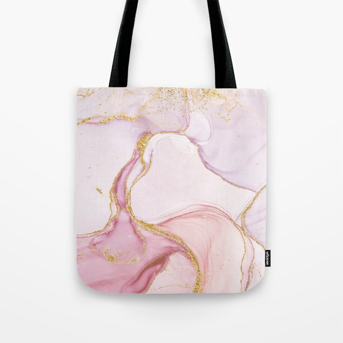 Blush Pink And Gold Alcohol Ink Marble Tote Bag