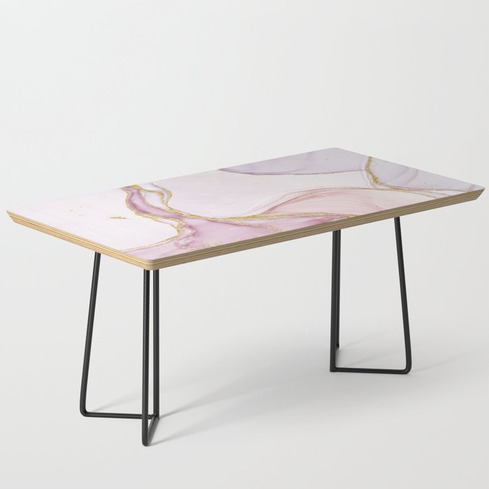 Blush Pink And Gold Alcohol Ink Marble Coffee Table