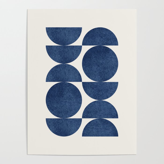 Blue Navy Retro Scandinavian Mid Century Modern Poster