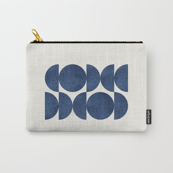 Blue Navy Retro Scandinavian Mid Century Modern Carry All Pouch