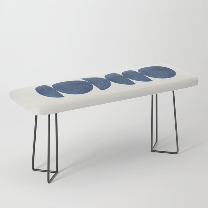 Blue Navy Retro Scandinavian Mid Century Modern Bench