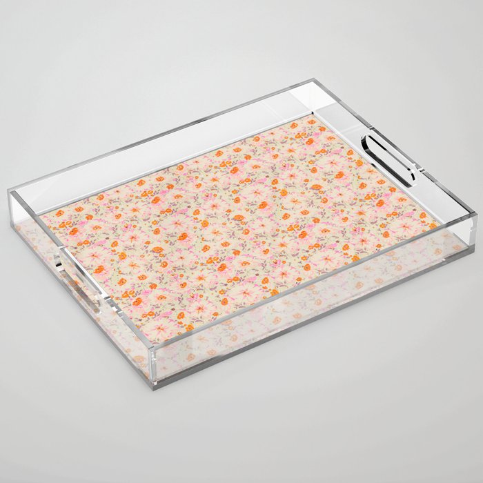 Faded Floral  - Pink / Citrus Acrylic Tray