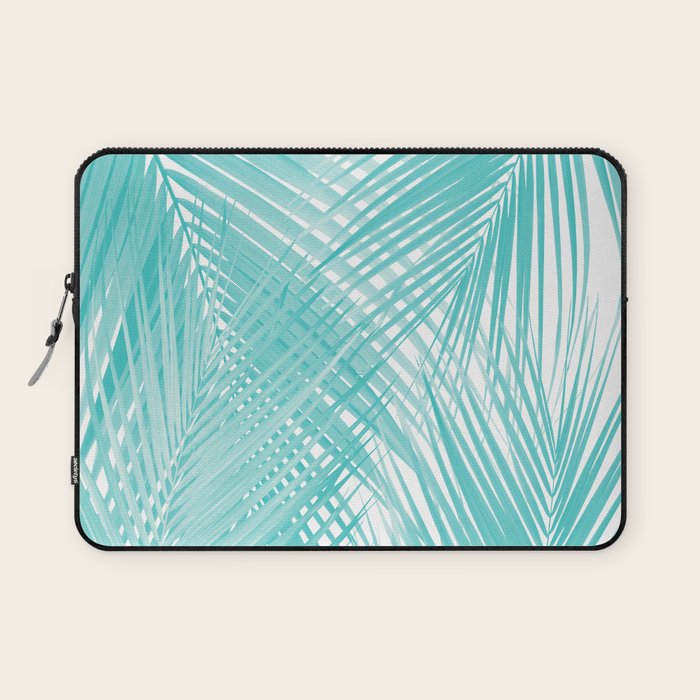 Soft Turquoise Palm Leaves Dream - Cali Summer Vibes #3 #Tropical #Decor #Art Laptop Sleeve