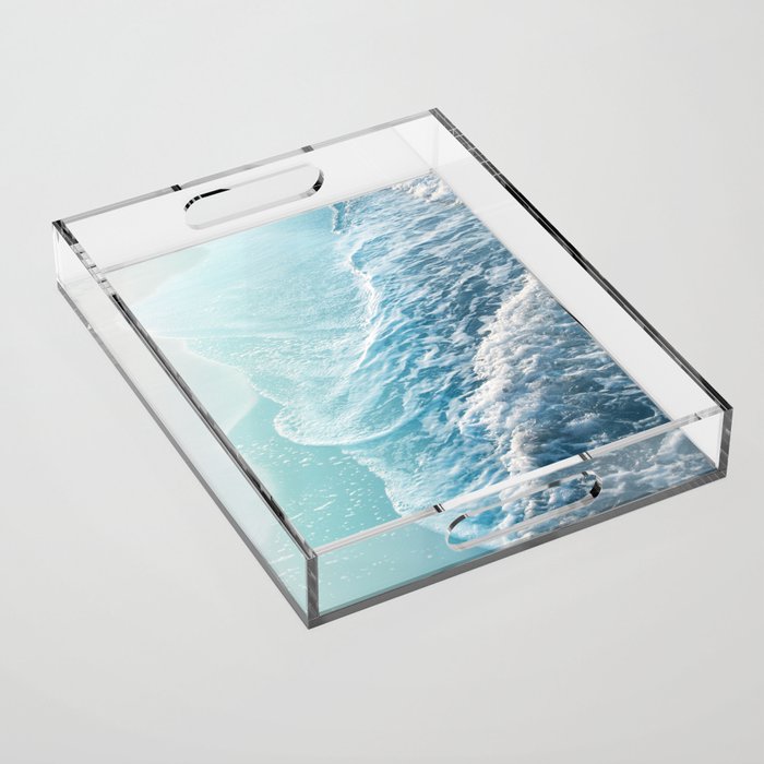 Soft Turquoise Ocean Dream Waves #1 #Water #Decor #Art #Homestorie Acrylic Tray