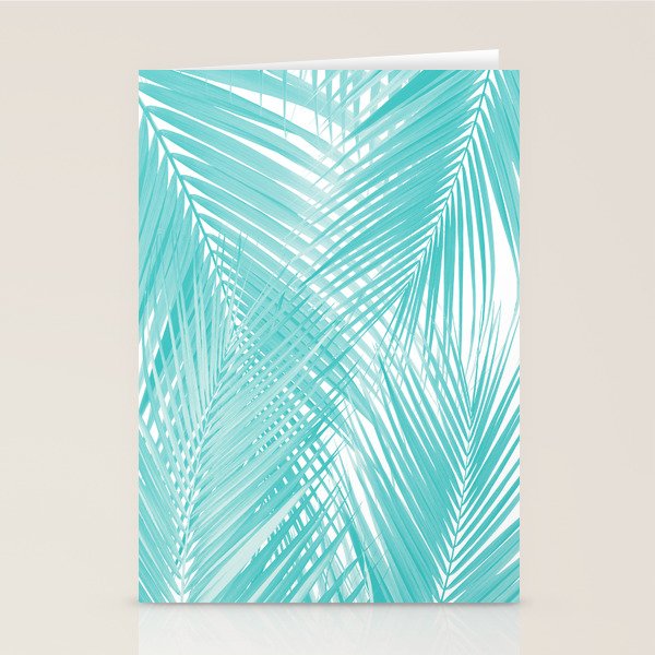 Soft Turquoise Palm Leaves Dream - Cali Summer Vibes #3 #Tropical #Decor #Art Stationery Card