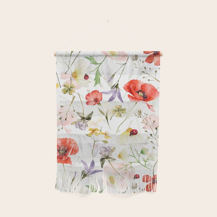 Watercolor Poppies Cornflowers Hygge Midummer Meadow Wall Hanging