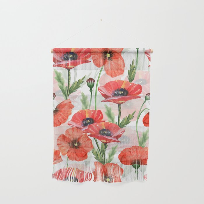 Summer Botanical Poppies Field Wall Hanging