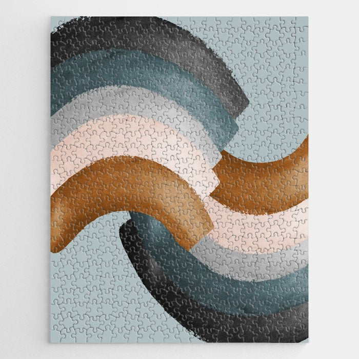 Brushstroke Rainbows - Teal Jigsaw Puzzle