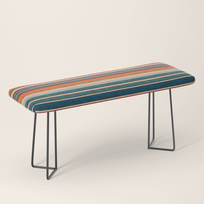 Serape Southwest Stripe - Orange & Dark Teal Bench