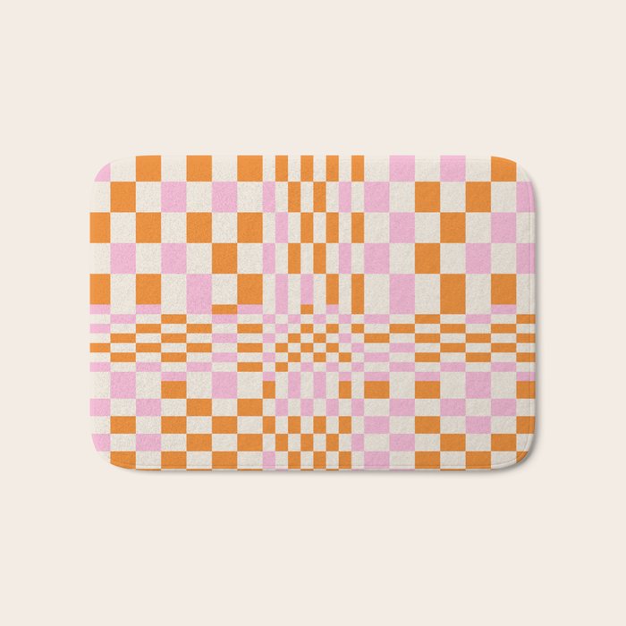 Happy Colorful Checkered Pattern  Bath Mat
