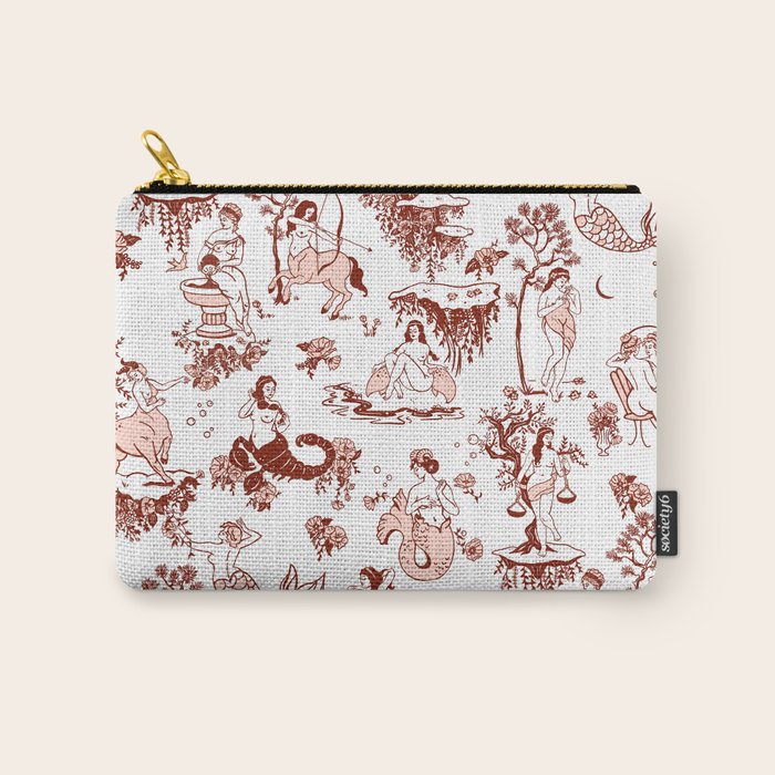 Zodiac Sign Astrology Toile Pattern Carry All Pouch