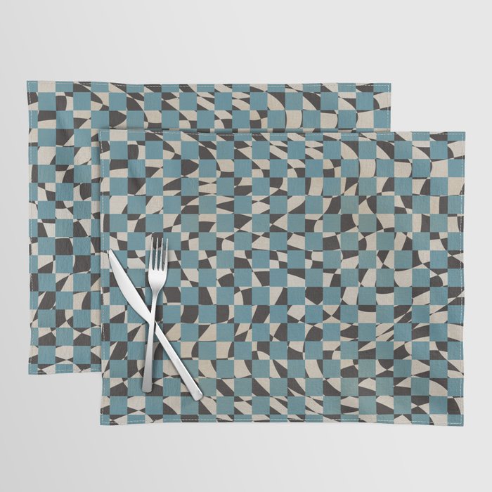 Abstract Checked Blue And Black Placemat