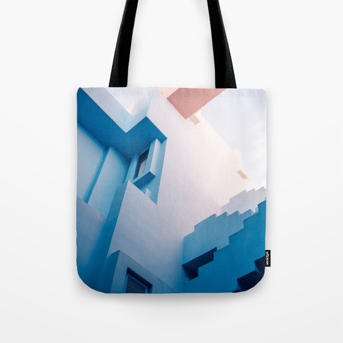 Muralla Roja Blue And Pink Geometric Walls Tote Bag