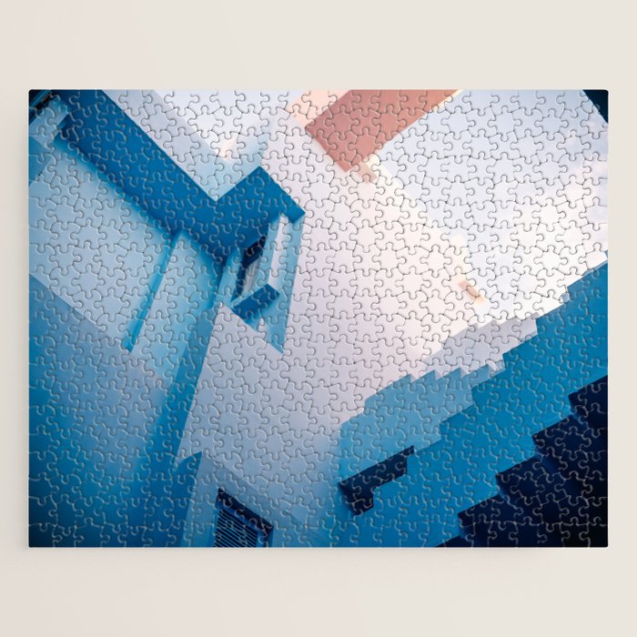 Muralla Roja Blue And Pink Geometric Walls Jigsaw Puzzle