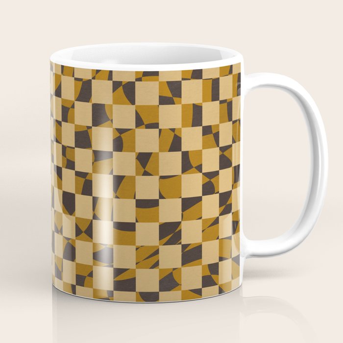 Abstract Checked In Golden Ochre Coffee Mug
