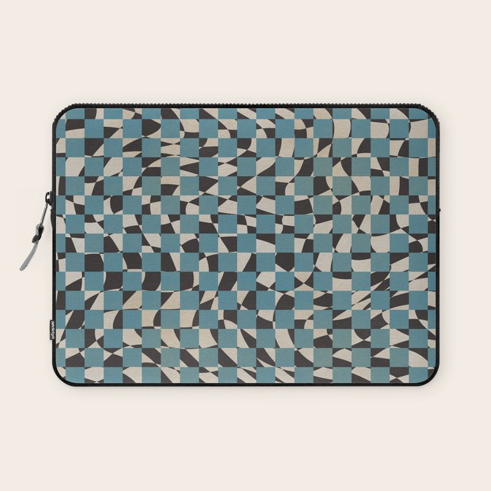 Abstract Checked Blue And Black Laptop Sleeve