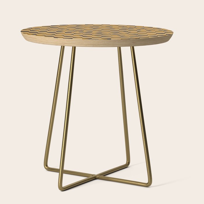 Abstract Checked In Golden Ochre Side Table