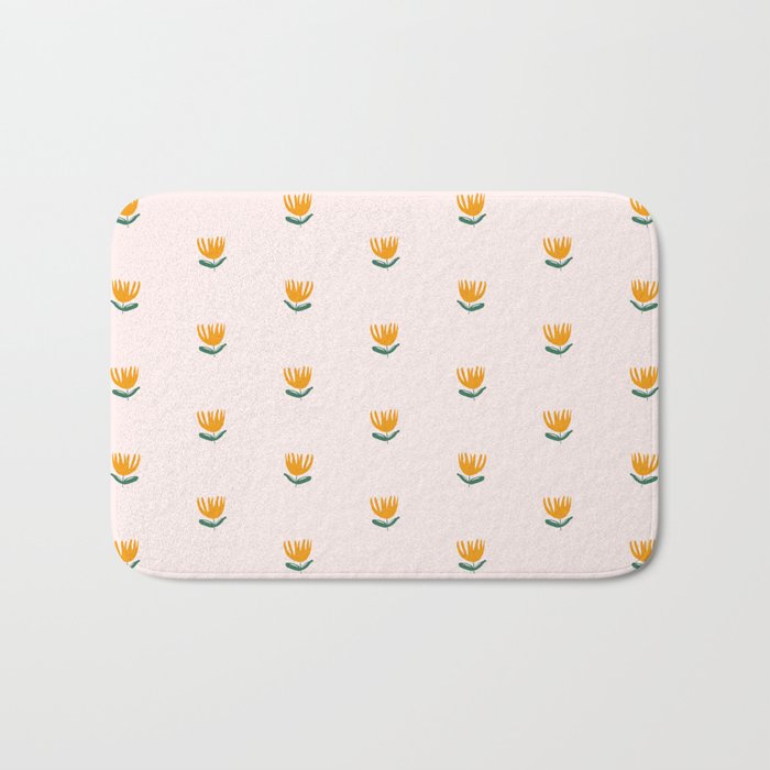Abstract Yellow Tulip - Pink Background Bath Mat