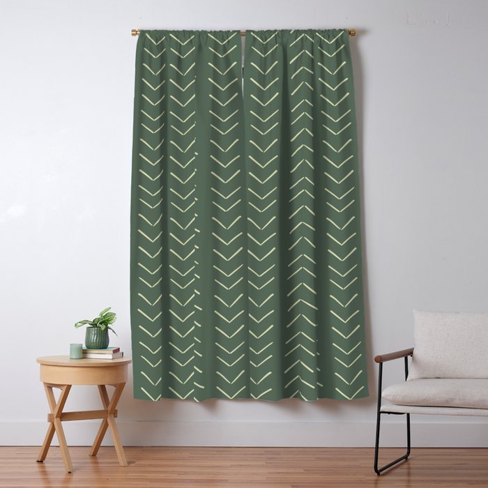 Boho Big Arrows In Leaf Green Window Curtain