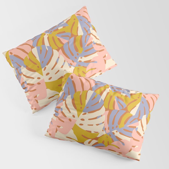 Color Block Monstera Pink + Lavender Pillow Sham