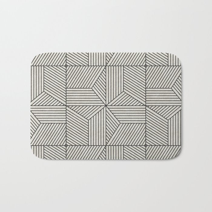 Bohemian Geometric Tiles - Bone Bath Mat