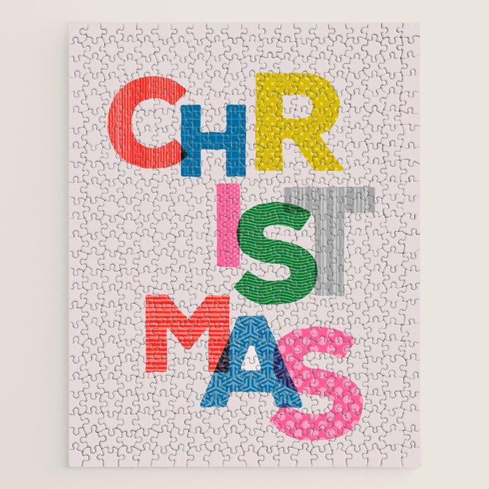 Christmas Colorful Typography Jigsaw Puzzle