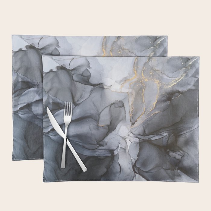 Calm But Dramatic Light Monochromatic Black & Grey Abstract Placemat