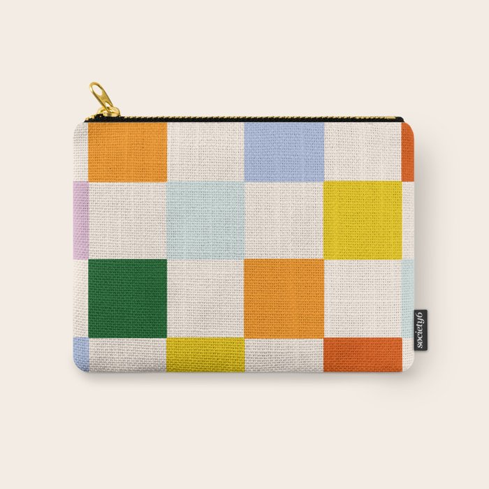 Retro Rainbow Checkerboard  Carry All Pouch