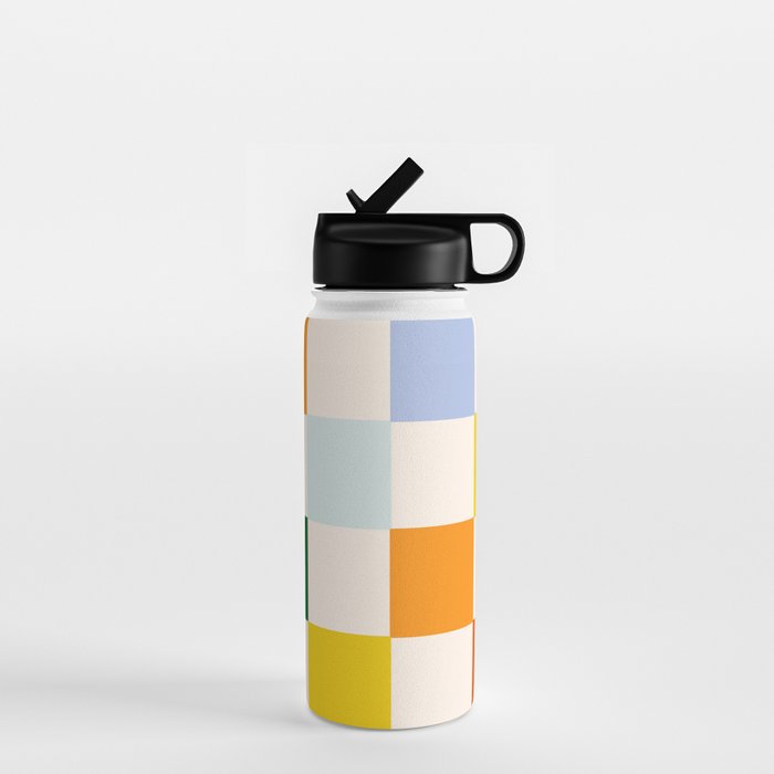 Retro Rainbow Checkerboard  Water Bottle