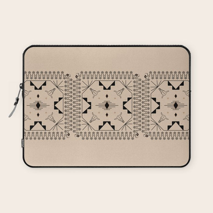 Lost Desert Tile - Black & Camel Laptop Sleeve