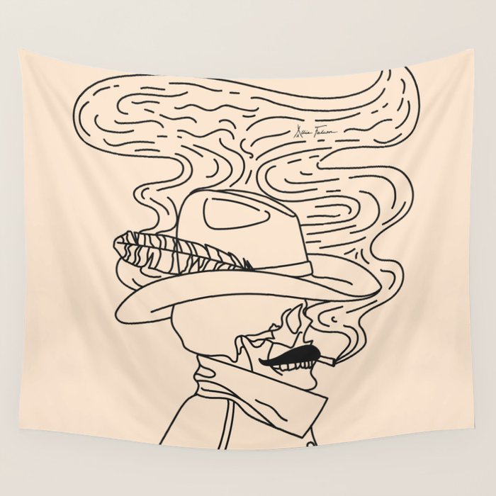 Love Or Die Tryin - Cowhand Black & Cream Wall Tapestry