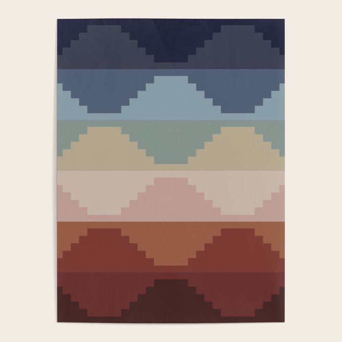 Geometric Aztec Pyramid Pattern Iii Poster