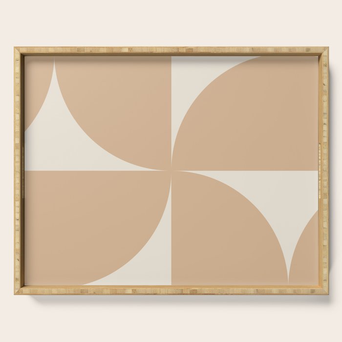 Bauhaus Mid Century Modern Geometric X Neutral Beige Serving Tray
